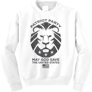 Patriot Party Revolution May God Save The USA Trump 2024 Kids Sweatshirt