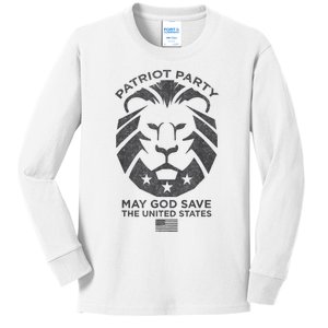 Patriot Party Revolution May God Save The USA Trump 2024 Kids Long Sleeve Shirt