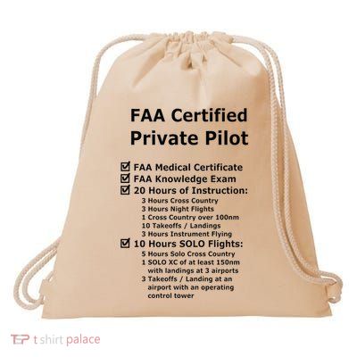 Private Pilot Requirements & Completion Checks Drawstring Bag