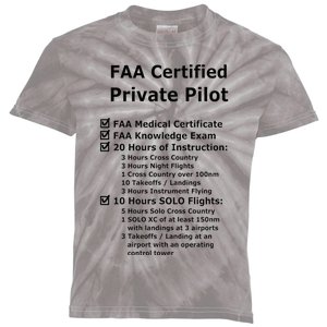 Private Pilot Requirements & Completion Checks Kids Tie-Dye T-Shirt