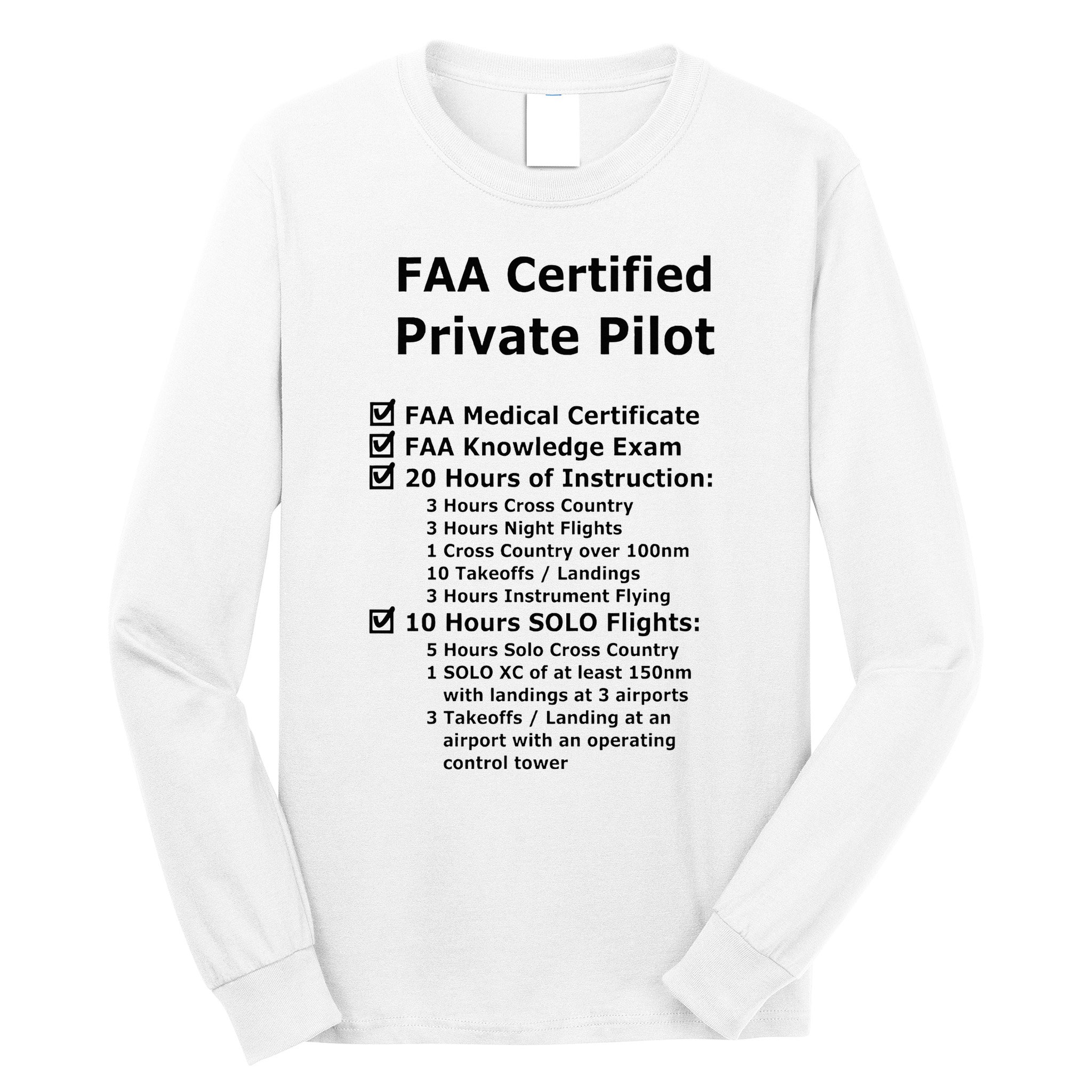 Private Pilot Requirements & Completion Checks Long Sleeve Shirt