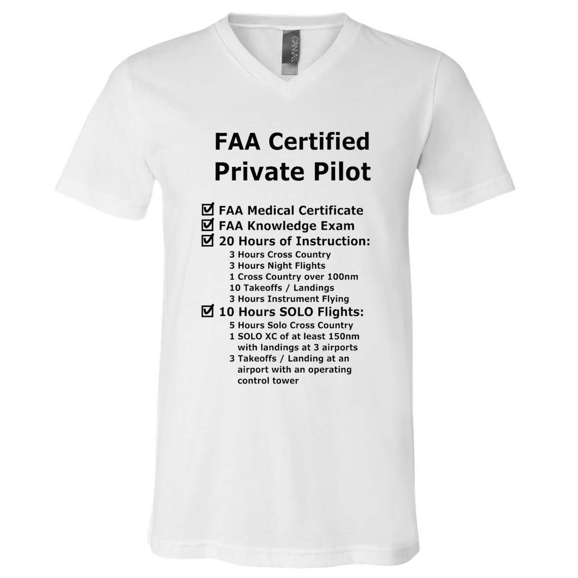 Private Pilot Requirements & Completion Checks V-Neck T-Shirt