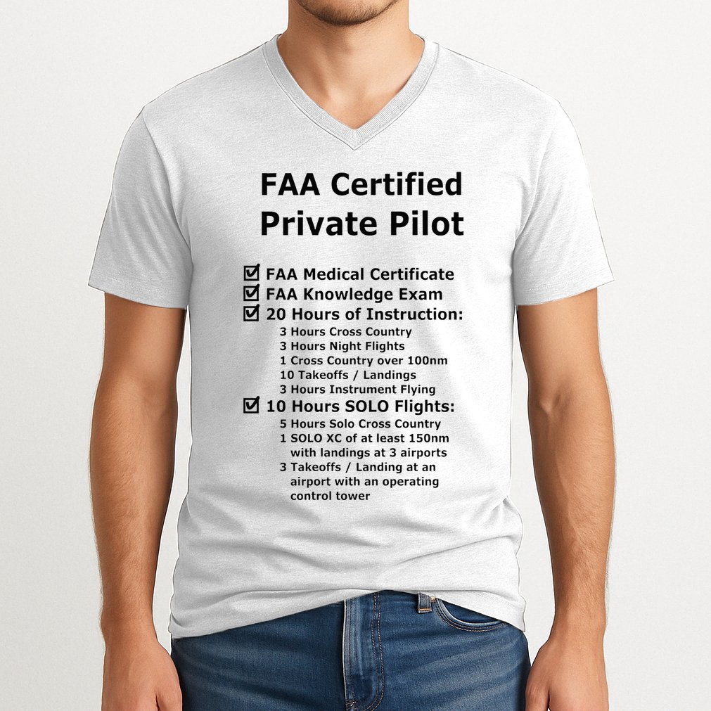 Private Pilot Requirements & Completion Checks V-Neck T-Shirt