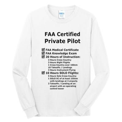Private Pilot Requirements & Completion Checks Tall Long Sleeve T-Shirt