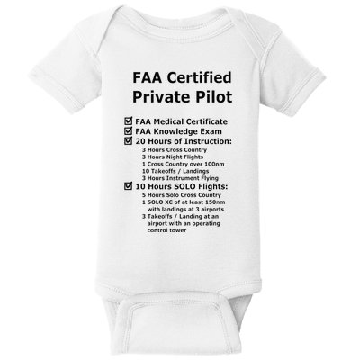 Private Pilot Requirements & Completion Checks Baby Bodysuit