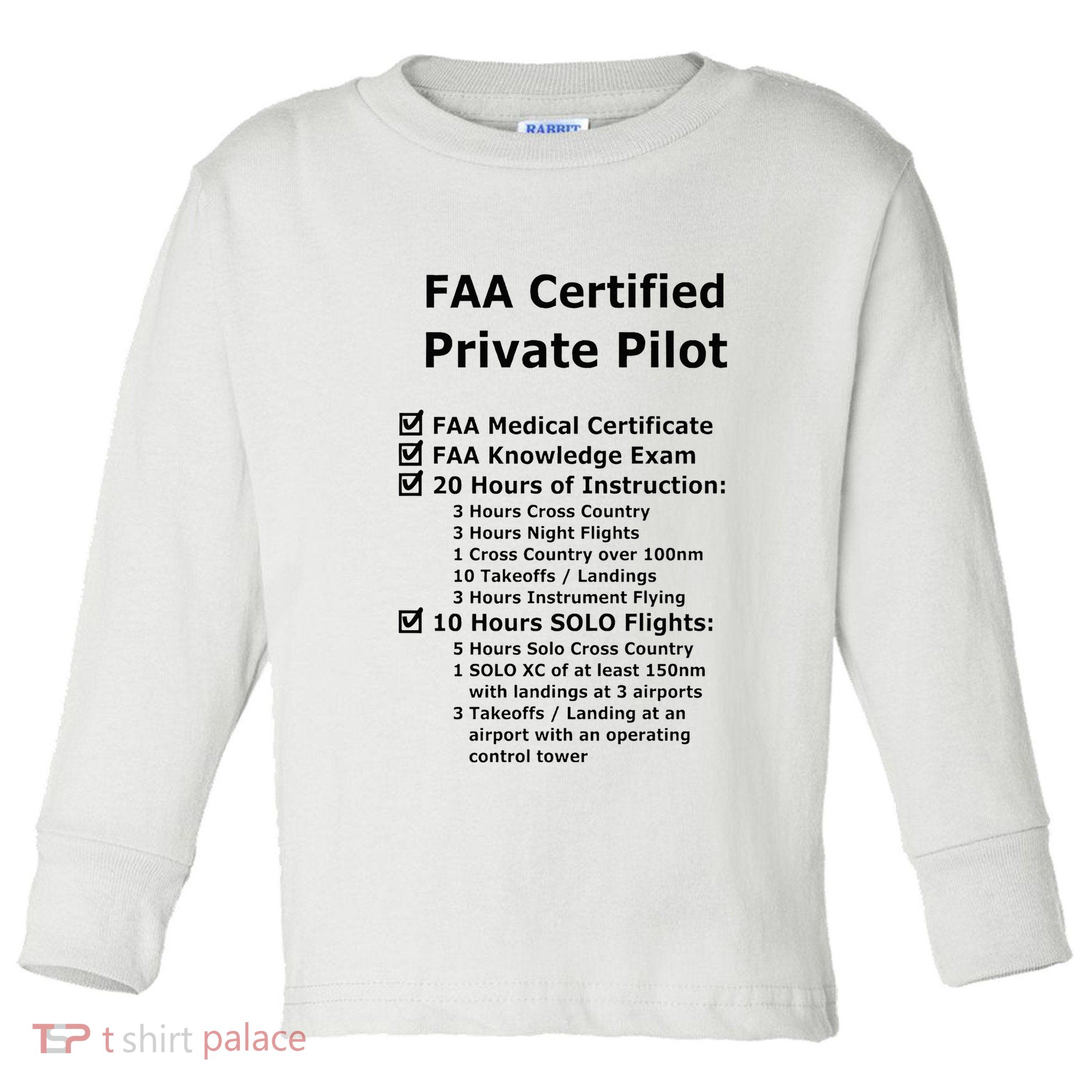 Private Pilot Requirements & Completion Checks Toddler Long Sleeve Shirt
