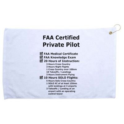 Private Pilot Requirements & Completion Checks Grommeted Golf Towel