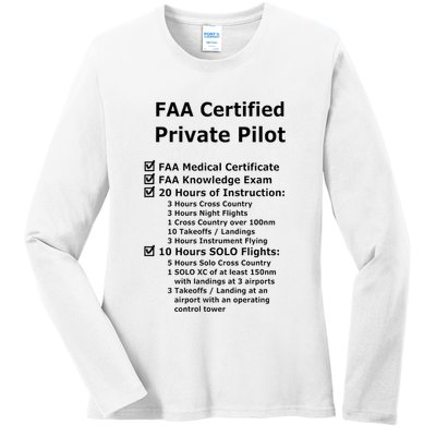 Private Pilot Requirements & Completion Checks Ladies Long Sleeve Shirt