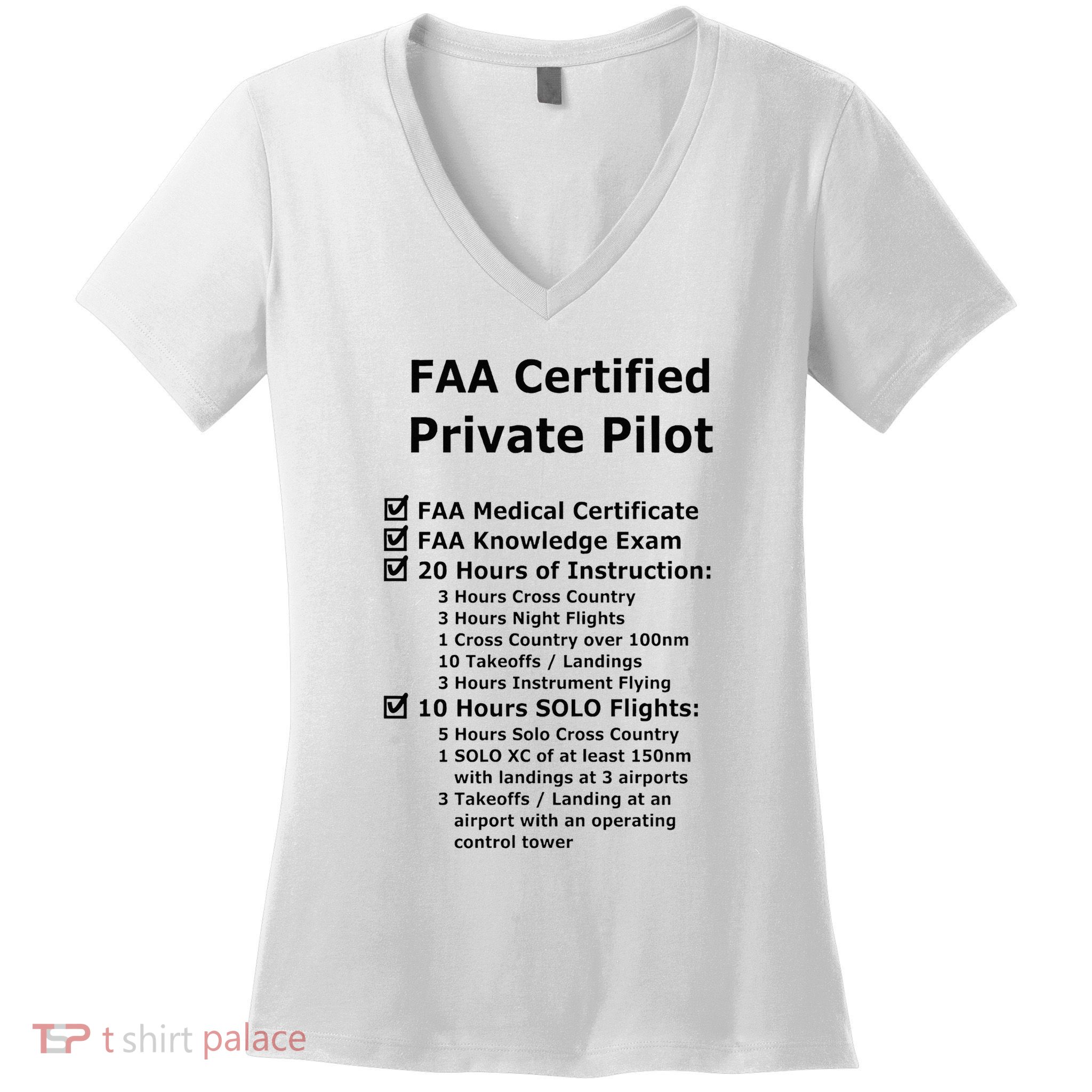 Private Pilot Requirements & Completion Checks Women's V-Neck T-Shirt