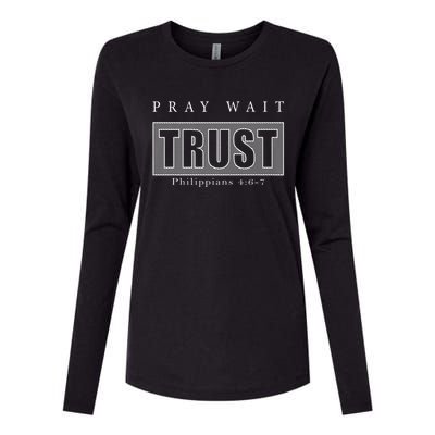 PrayWaitTrust Womens Cotton Relaxed Long Sleeve T-Shirt