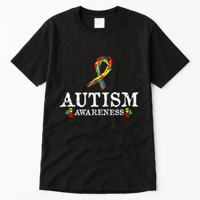 Puzzle Piece Ribbon Autism Awareness Gifts For Adults Tall T-Shirt