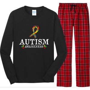 Puzzle Piece Ribbon Autism Awareness Gifts For Adults Long Sleeve Pajama Set