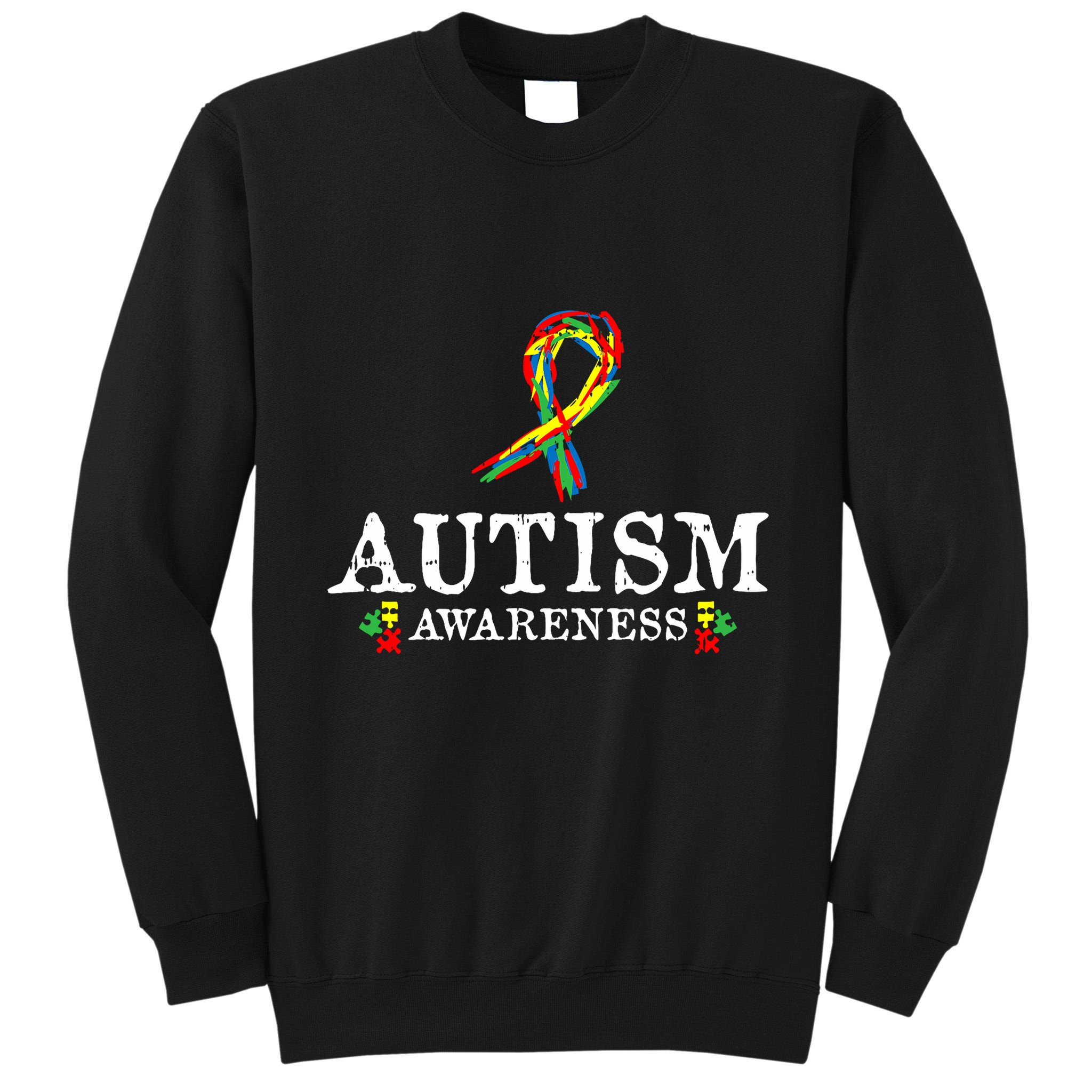 Puzzle Piece Ribbon Autism Awareness Gifts For Adults Tall Sweatshirt