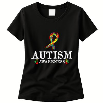 Puzzle Piece Ribbon Autism Awareness Gifts For Adults Womens T-Shirt
