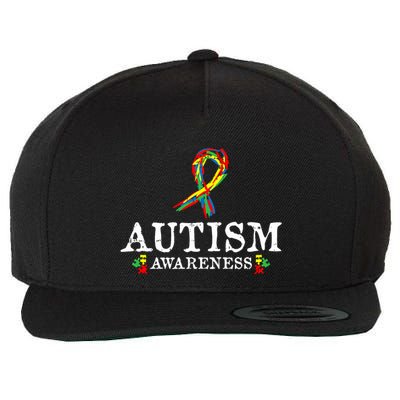 Puzzle Piece Ribbon Autism Awareness Gifts For Adults Wool Snapback Cap