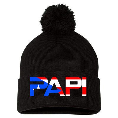 Papi Puerto Rico Flag Pom Pom 12in Knit Beanie