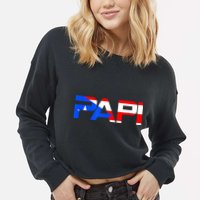 Papi Puerto Rico Flag Cropped Pullover Crew