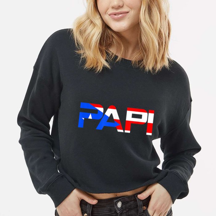 Papi Puerto Rico Flag Cropped Pullover Crew