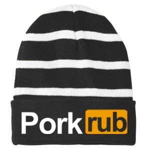 Porkrub, Pork Rub Funny BBQ Smoker & Barbecue Grilling Striped Beanie with Solid Band