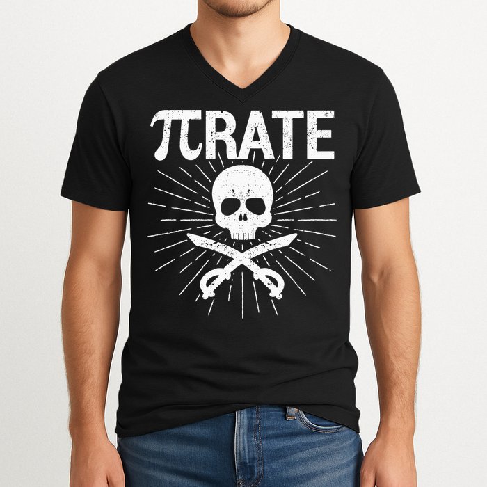 Pirate Pi Rate Pi Day Math Pirates Mathematician Nerd Geek V-Neck T-Shirt