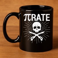 Pirate Pi Rate Pi Day Math Pirates Mathematician Nerd Geek 11oz C Handle Ceramic Mug