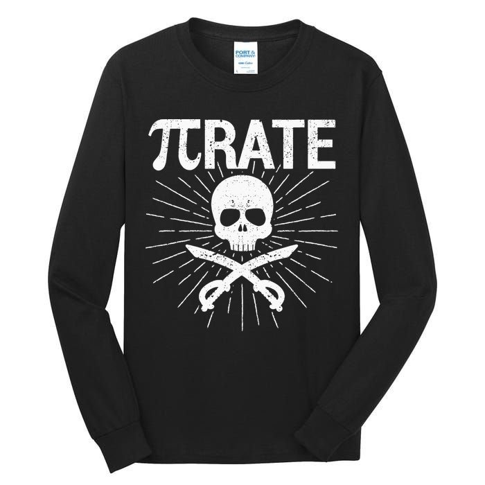 Pirate Pi Rate Pi Day Math Pirates Mathematician Nerd Geek Tall Long Sleeve T-Shirt