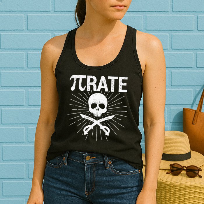 Pirate Pi Rate Pi Day Math Pirates Mathematician Nerd Geek Womens Tank Top
