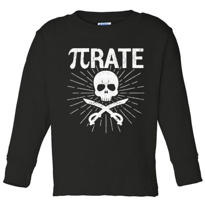 Pirate Pi Rate Pi Day Math Pirates Mathematician Nerd Geek Toddler Long Sleeve Shirt