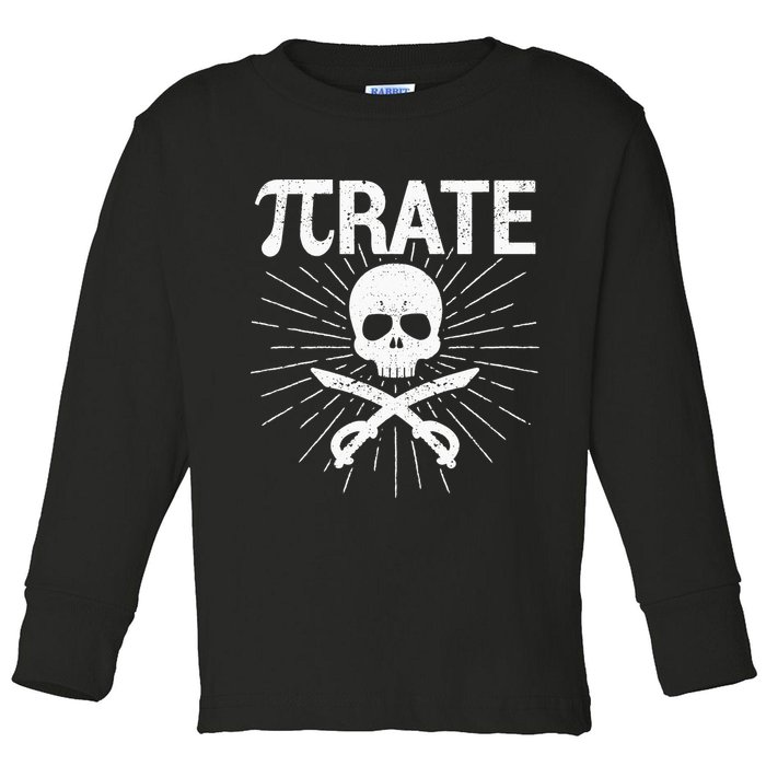 Pirate Pi Rate Pi Day Math Pirates Mathematician Nerd Geek Toddler Long Sleeve Shirt