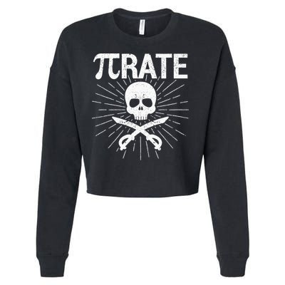 Pirate Pi Rate Pi Day Math Pirates Mathematician Nerd Geek Cropped Pullover Crew