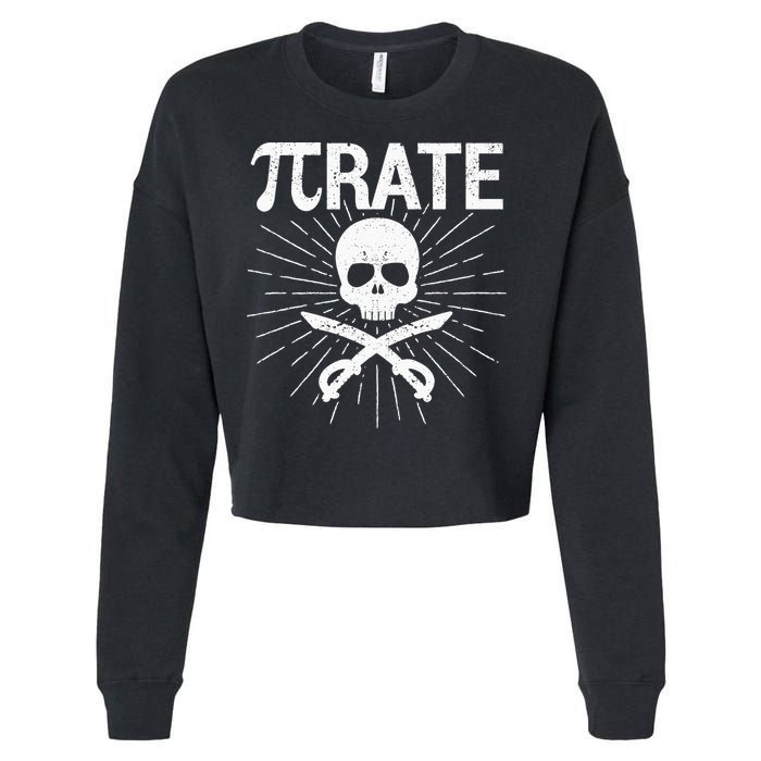 Pirate Pi Rate Pi Day Math Pirates Mathematician Nerd Geek Cropped Pullover Crew