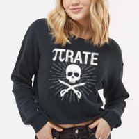 Pirate Pi Rate Pi Day Math Pirates Mathematician Nerd Geek Cropped Pullover Crew