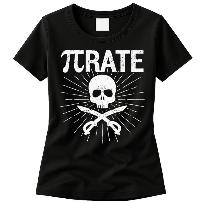 Pirate Pi Rate Pi Day Math Pirates Mathematician Nerd Geek Womens T-Shirt