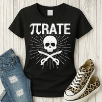 Pirate Pi Rate Pi Day Math Pirates Mathematician Nerd Geek Womens T-Shirt