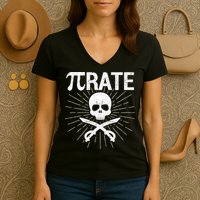 Pirate Pi Rate Pi Day Math Pirates Mathematician Nerd Geek Women's V-Neck T-Shirt