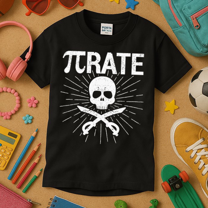 Pirate Pi Rate Pi Day Math Pirates Mathematician Nerd Geek Kids T-Shirt