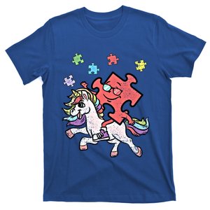 Puzzle Piece Riding Unicorn Autism Awareness Autistic Great Gift T-Shirt