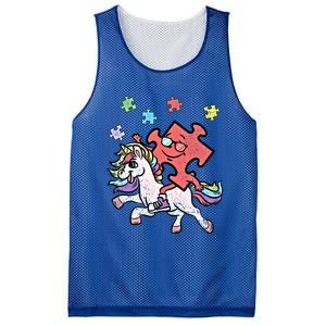 Puzzle Piece Riding Unicorn Autism Awareness Autistic Great Gift Mesh Reversible Basketball Jersey Tank