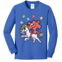 Puzzle Piece Riding Unicorn Autism Awareness Autistic Great Gift Kids Long Sleeve Shirt