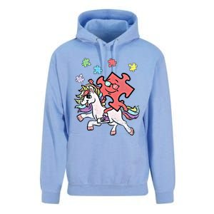 Puzzle Piece Riding Unicorn Autism Awareness Autistic Great Gift Unisex Surf Hoodie