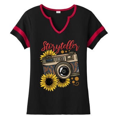 Photographer Photography Storyteller Camera Gift Ladies Halftime Notch Neck Tee