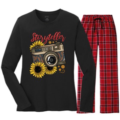 Photographer Photography Storyteller Camera Gift Women's Long Sleeve Flannel Pajama Set 