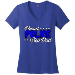 Proud Police Step Dad Gift Women's V-Neck T-Shirt