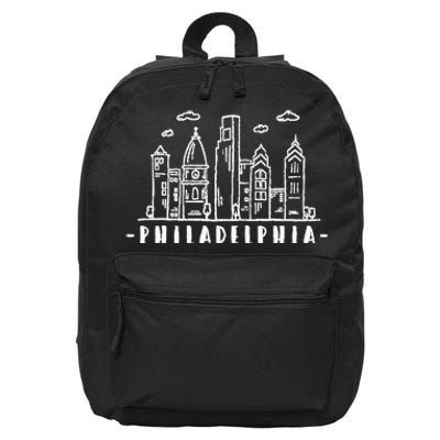 Philadelphia Pennsylvania Skyline 16 in Basic Backpack