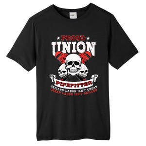 Pipefitter Plumber Steamfitter Image On Back Tall Fusion ChromaSoft Performance T-Shirt