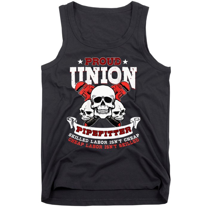 Pipefitter Plumber Steamfitter Image On Back Tank Top