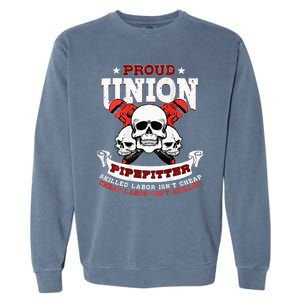 Pipefitter Plumber Steamfitter Image On Back Garment-Dyed Sweatshirt