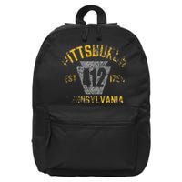 Pittsburgh Pennsylvania Sl City 412 Established Vintage 16 in Basic Backpack