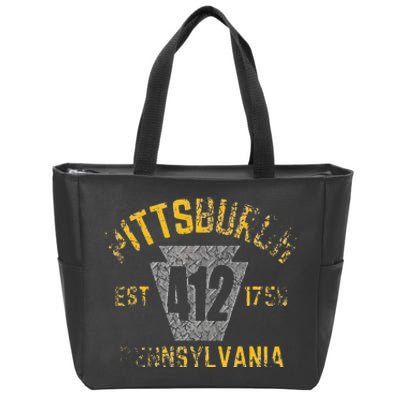 Pittsburgh Pennsylvania Sl City 412 Established Vintage Zip Tote Bag