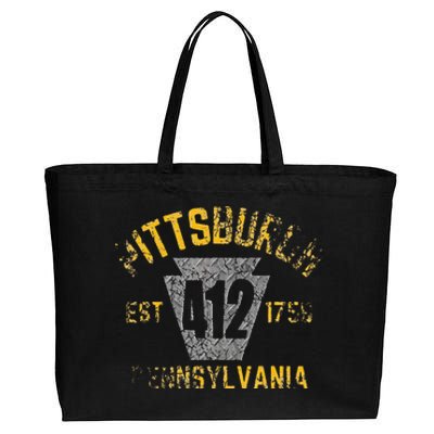 Pittsburgh Pennsylvania Sl City 412 Established Vintage Cotton Canvas Jumbo Tote